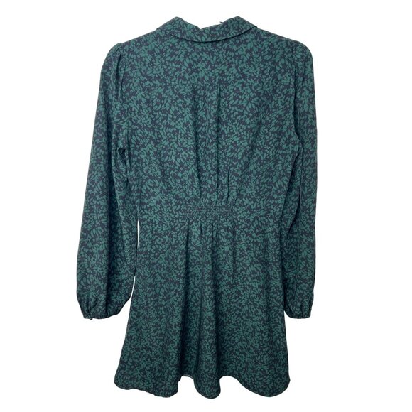 Madewell Long-Sleeve Mini Shirtdress In Floral Green Print Size 8 Womens Dress - Picture 8 of 16